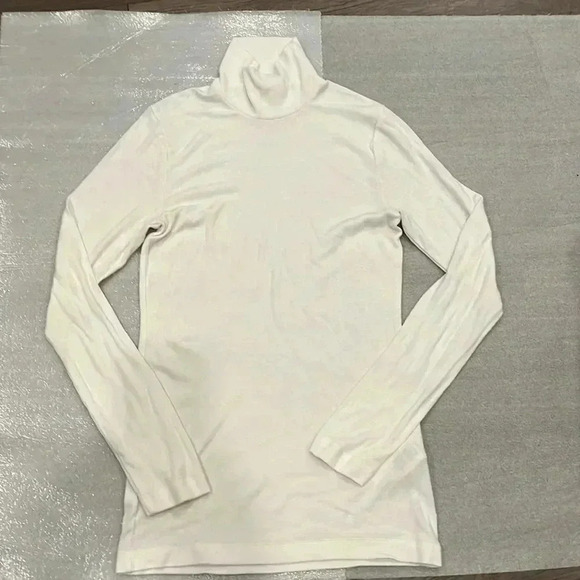 [L] Wilfred white Turtle  Neck Stretchy LS Modal Sweater - Picture 7 of 9